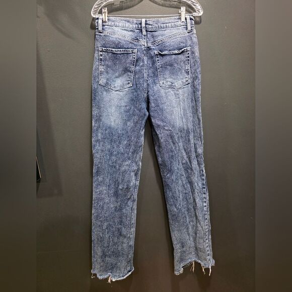 SO Super High Rise DAD Jeans Patchwork Raw Hem Acid Wash Sz 9/29W Junior Button - Picture 8 of 15